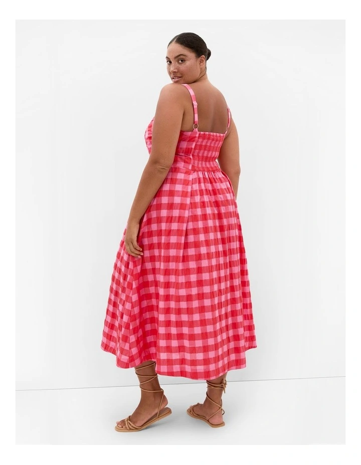 Lovely Check Midi Dress in Watermelon image 2