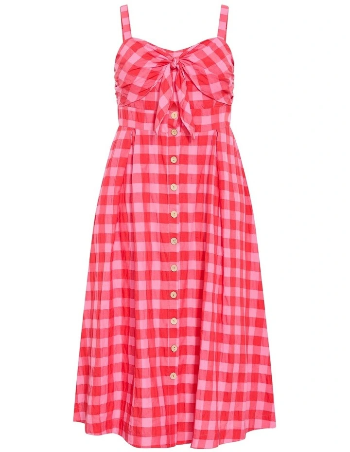 Lovely Check Midi Dress in Watermelon image 3