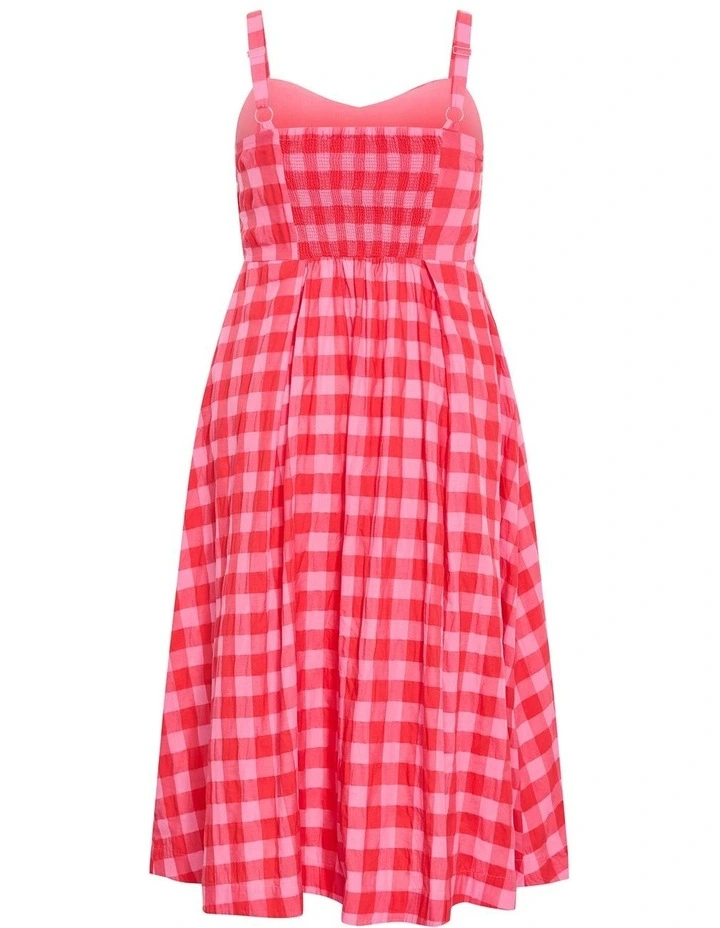 Lovely Check Midi Dress in Watermelon image 4