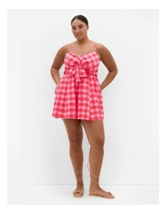 Lovely Check Playsuit in Watermelon