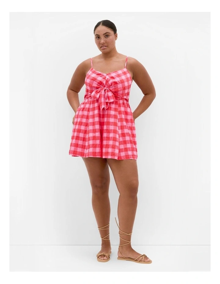Lovely Check Playsuit in Watermelon image 1