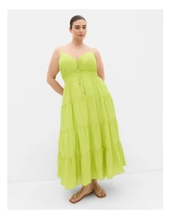 Amina V Neck Maxi Dress in Lime