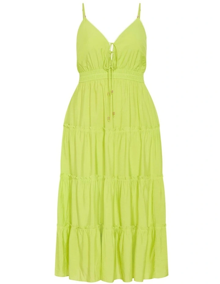 Amina V Neck Maxi Dress in Lime image 3