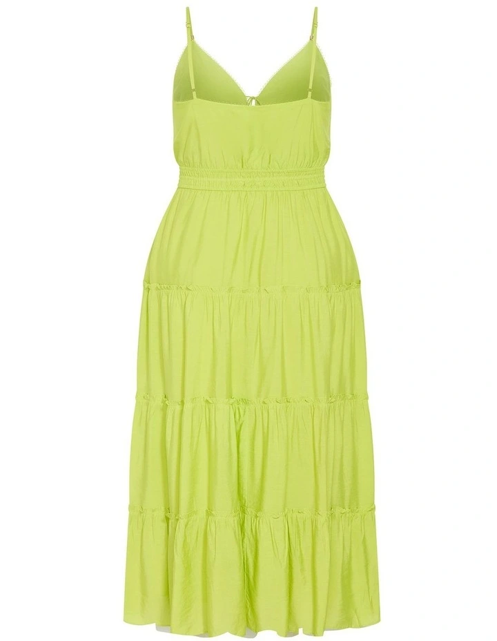Amina V Neck Maxi Dress in Lime image 4