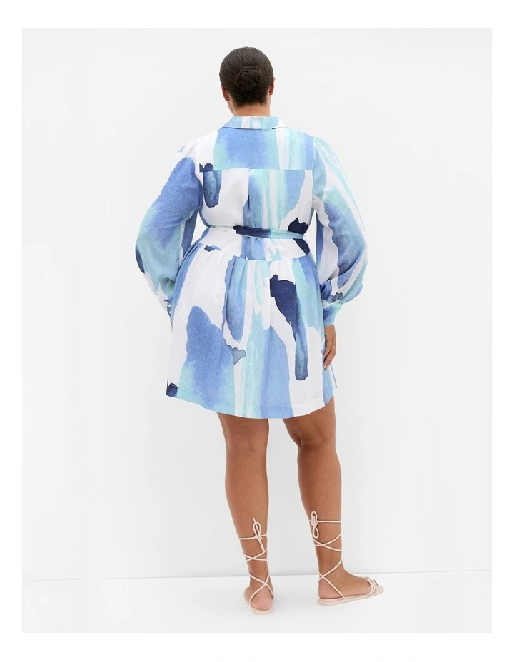 Ezra Surface Level Print Mini Dress in Light Blue image 2