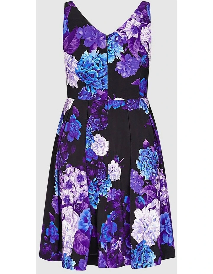 Plus Size Hydrangea Fit And Flare Dress in Black image 4