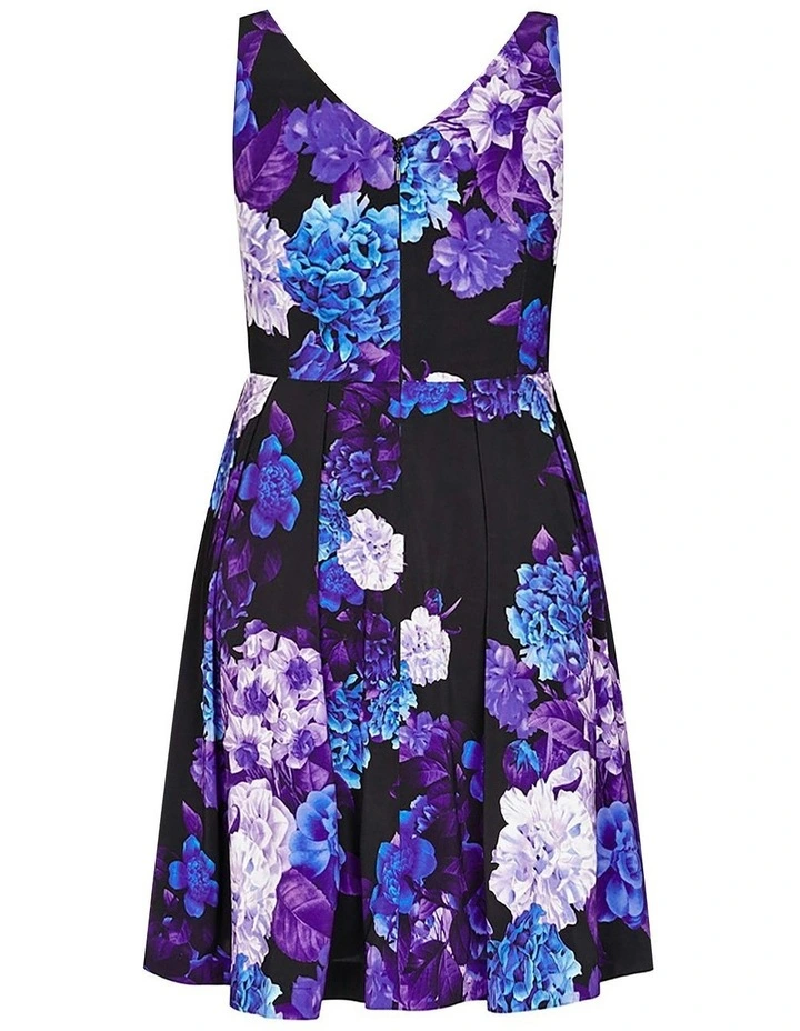 Plus Size Hydrangea Fit And Flare Dress in Black image 5