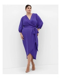 Plus Size Opulent Elbow Sleeve Dress in Violet