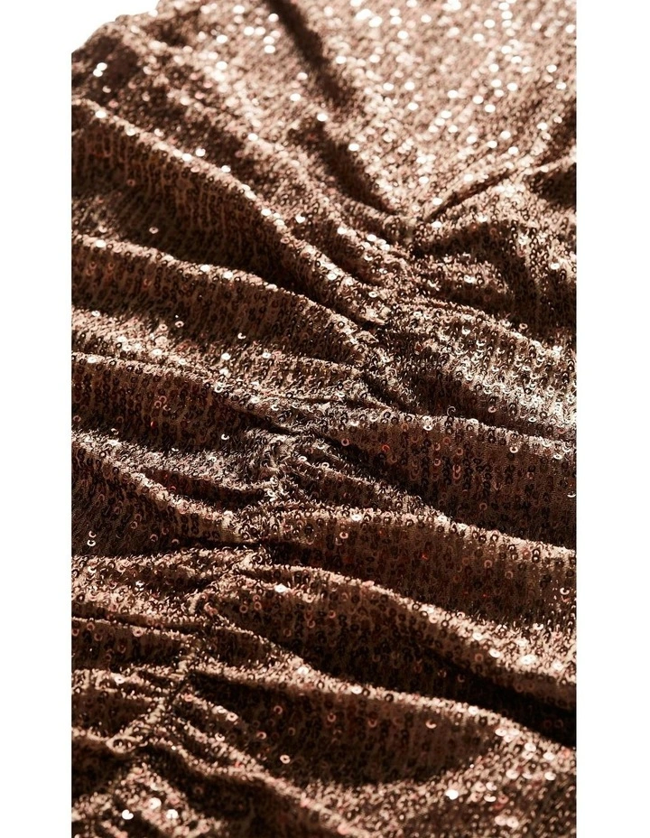 Plus Size Angelina Asymmetrical Neck Ruched Dress in Brown image 7