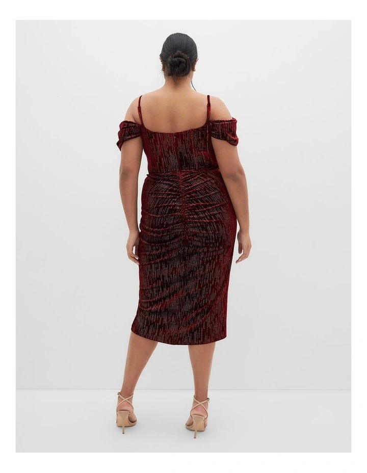 Plus Size Jayla Cold Shoulder Velvet Dress in Berry image 2
