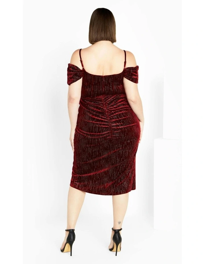 Plus Size Jayla Cold Shoulder Velvet Dress in Berry image 7