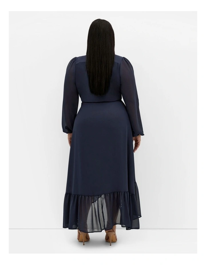 Plus Size Rylie Wrap Midi Dress in Navy image 2