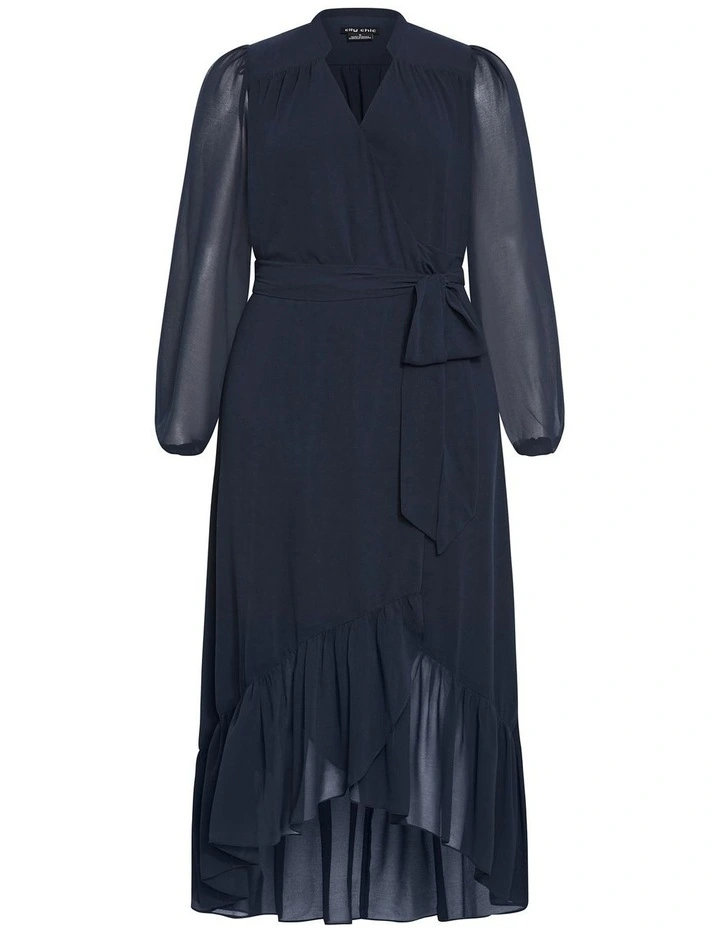 Plus Size Rylie Wrap Midi Dress in Navy image 3