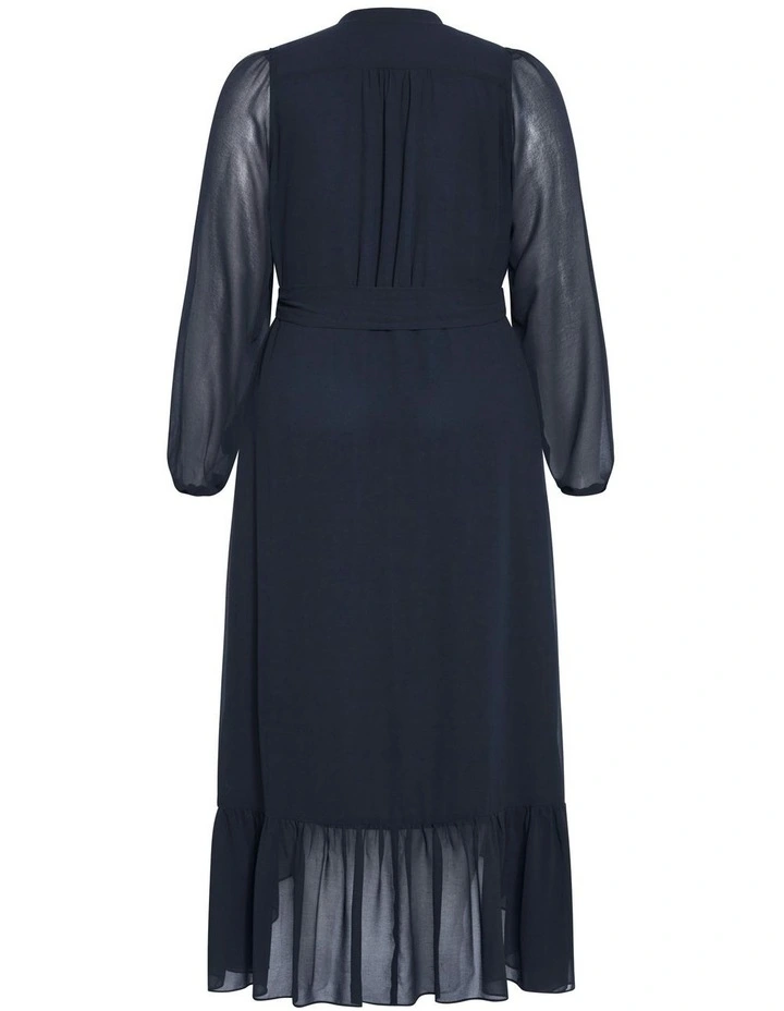 Plus Size Rylie Wrap Midi Dress in Navy image 5