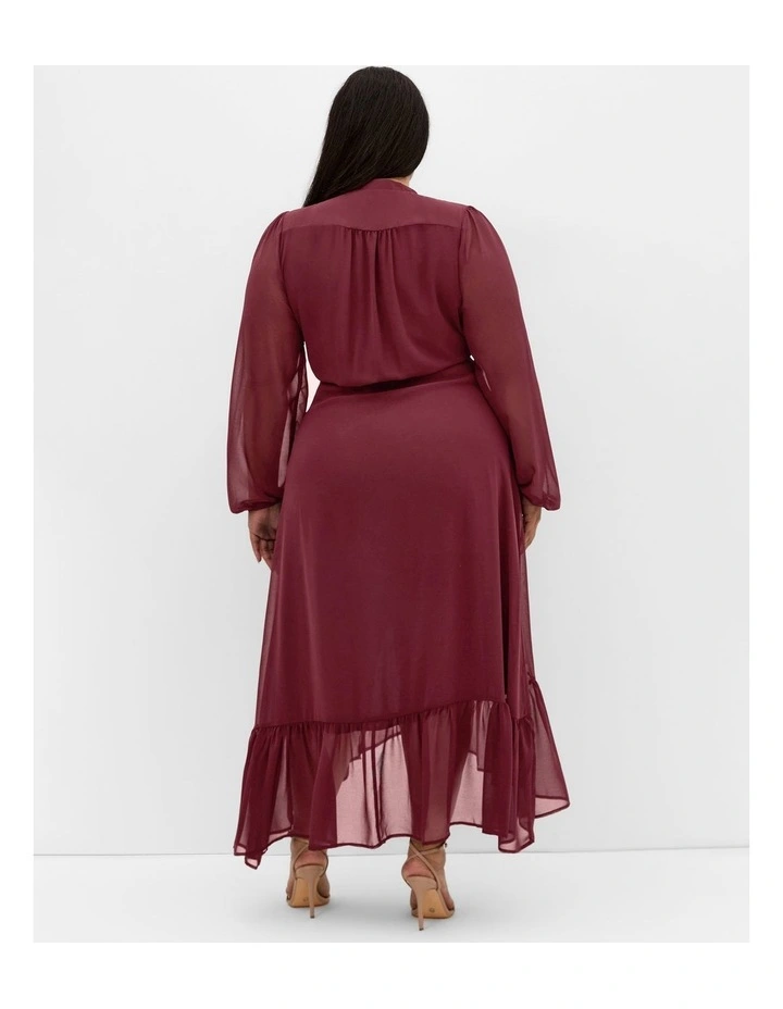 Plus Size Rylie Wrap Midi Dress in Burgundy image 2