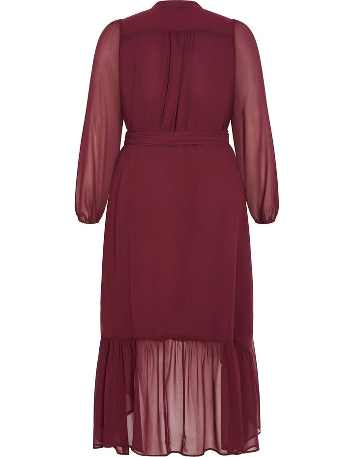 Plus Size Rylie Wrap Midi Dress in Burgundy image 4