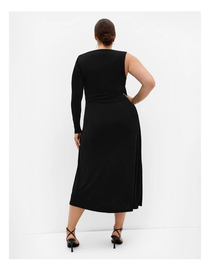 Plus Size Paola One Sleeve Hardware Maxi Dress in Black image 2