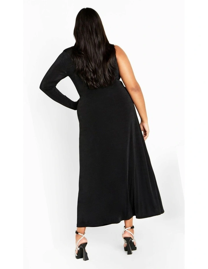 Plus Size Paola One Sleeve Hardware Maxi Dress in Black image 4