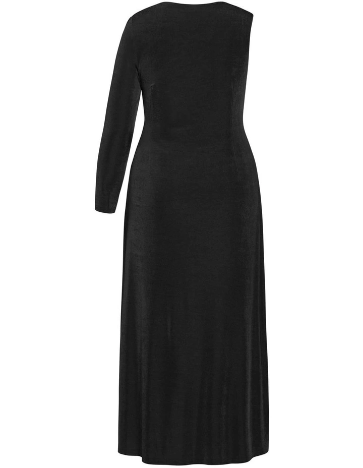 Plus Size Paola One Sleeve Hardware Maxi Dress in Black image 6
