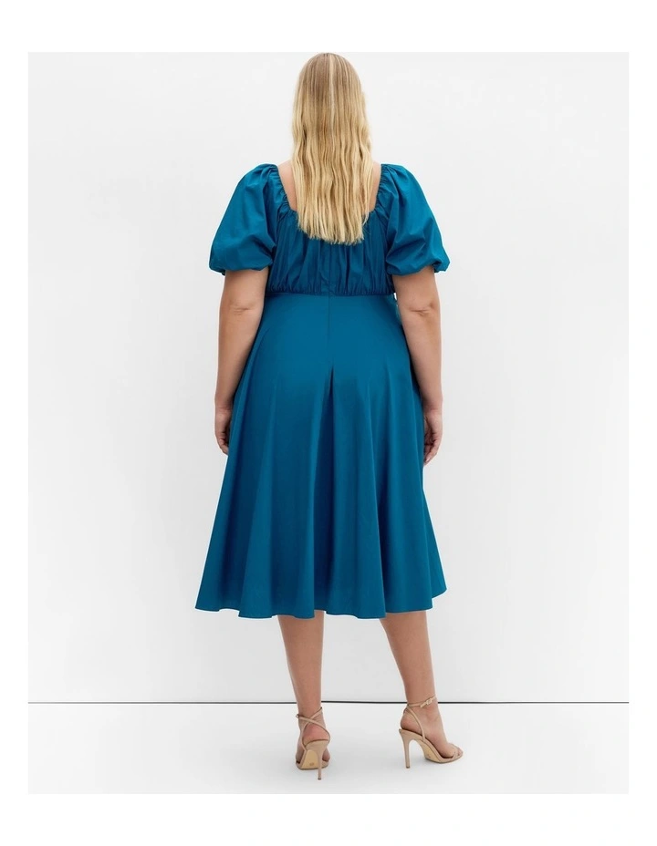 Plus Size Rosabella Puff Sleeve Midi Dress in Poseidon image 2
