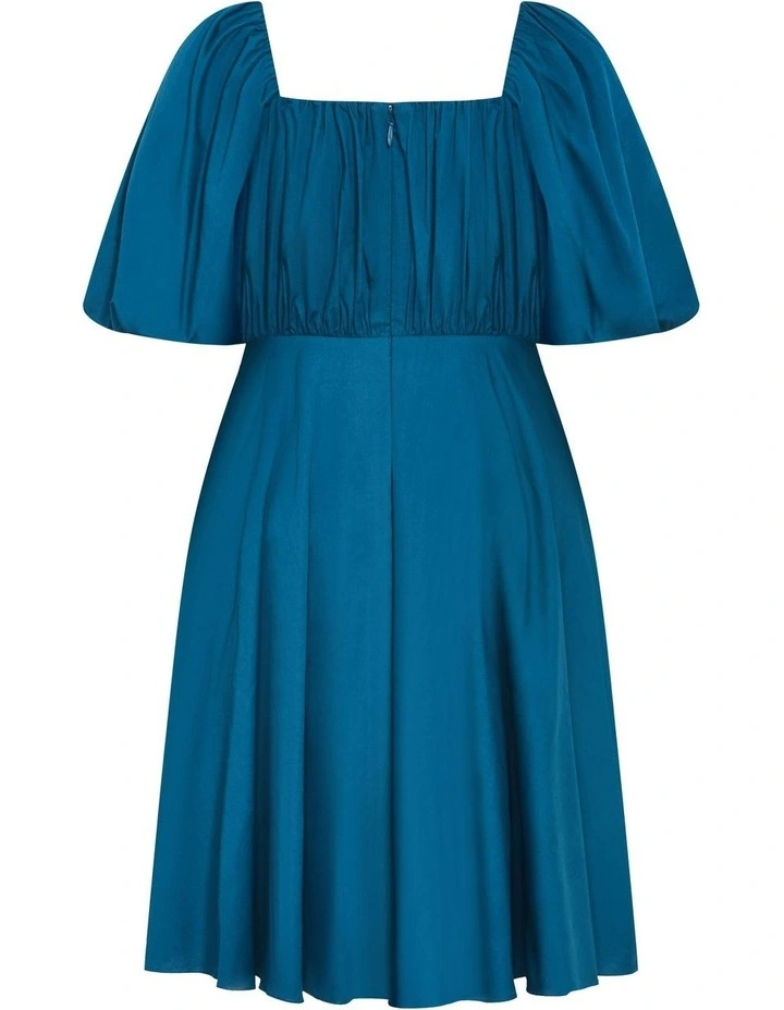 Plus Size Rosabella Puff Sleeve Midi Dress in Poseidon image 5