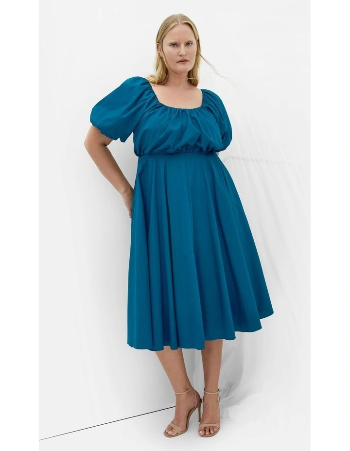 Plus Size Rosabella Puff Sleeve Midi Dress in Poseidon image 6