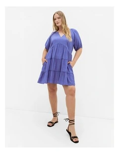 Plus Size Kara Tiered Mini Dress in Amethyst
