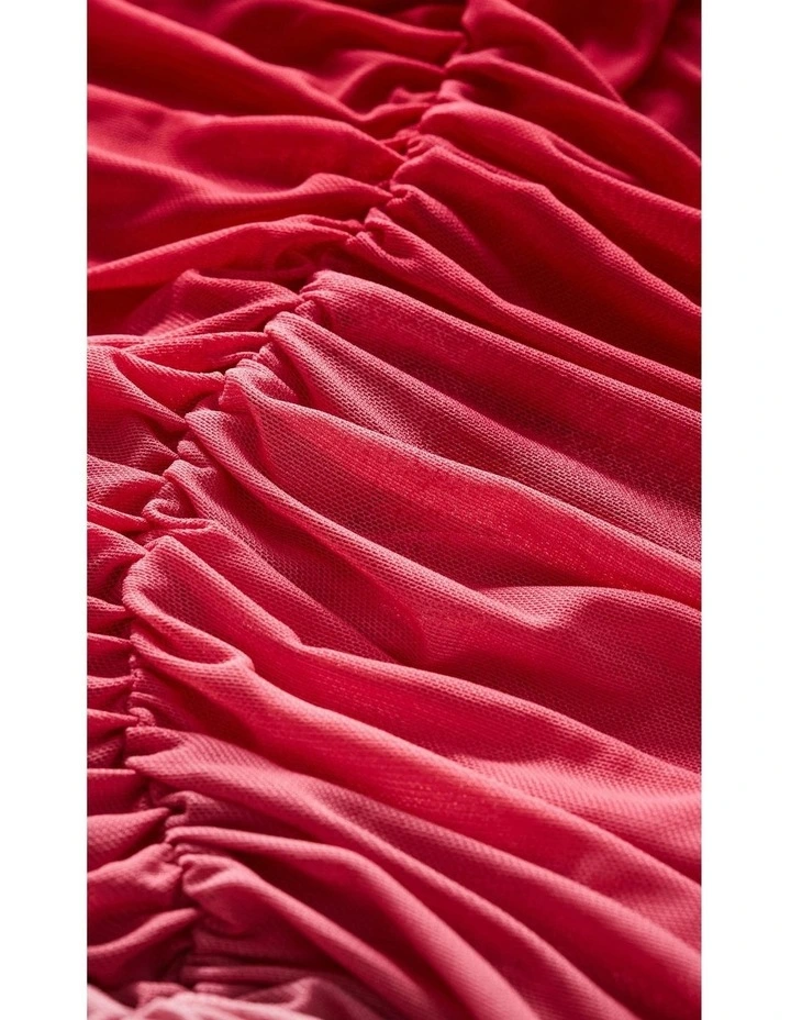Plus Size Alyssa Ombre Ruched Midi Dress in Ruby image 6