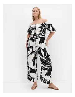 Plus Size Erica Palm Jumpsuit in Black