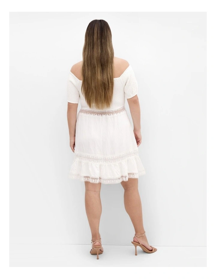 Plus Size Aura Shirred Bodice Dress in Ivory image 2