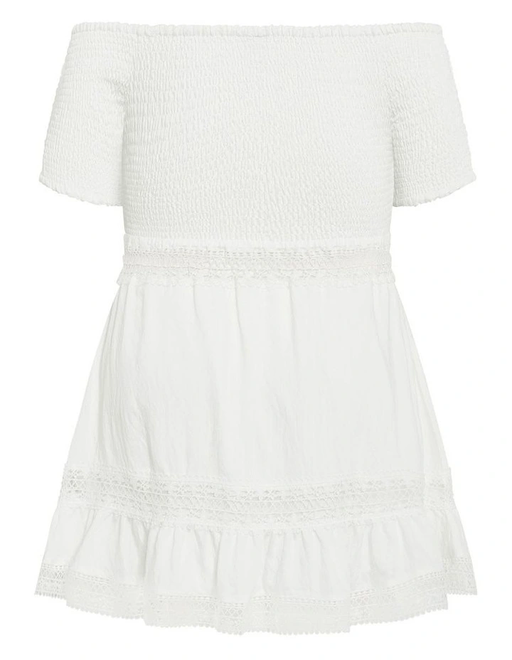 Plus Size Aura Shirred Bodice Dress in Ivory image 4