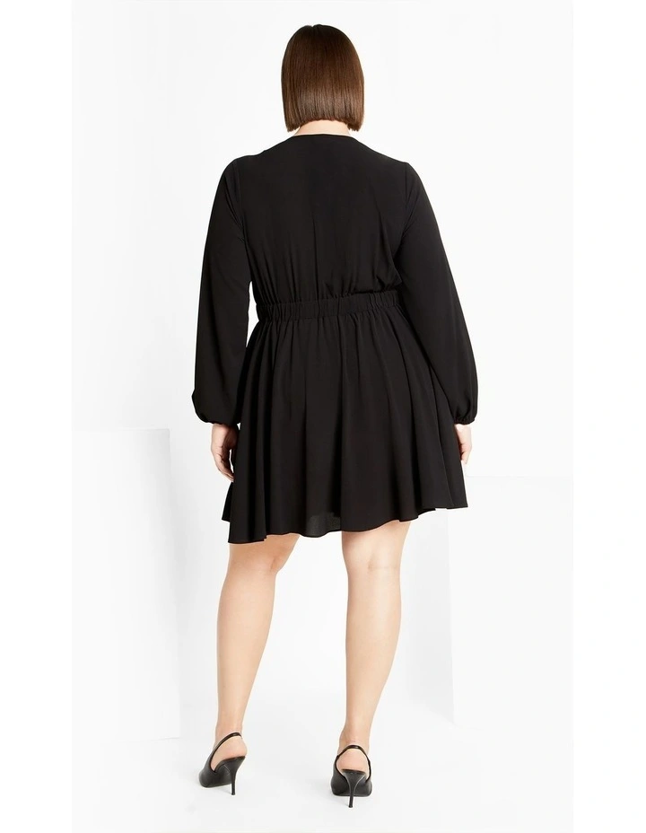 Plus Size Adelyn Deep V Tie Dress in Black image 2
