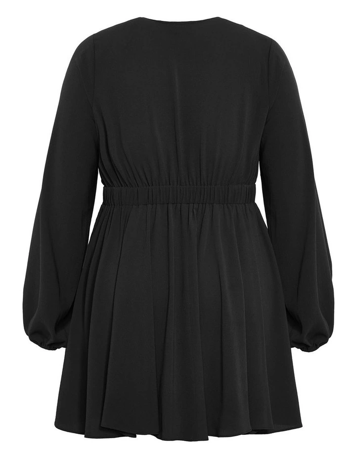 Plus Size Adelyn Deep V Tie Dress in Black image 4
