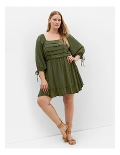 Plus Size Allegra Mini Dress in Khaki