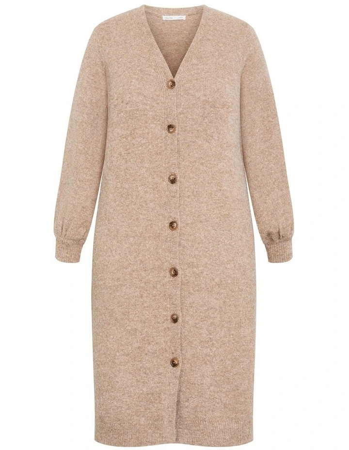 Plus Size Eleni Cardigan Midi Dress in Taupe Marle image 3