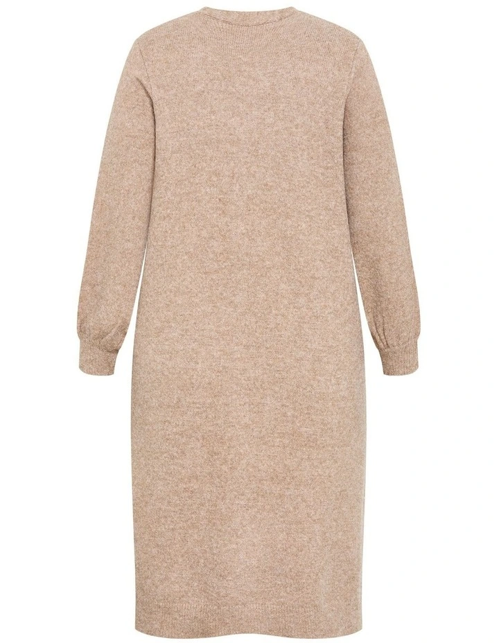 Plus Size Eleni Cardigan Midi Dress in Taupe Marle image 4