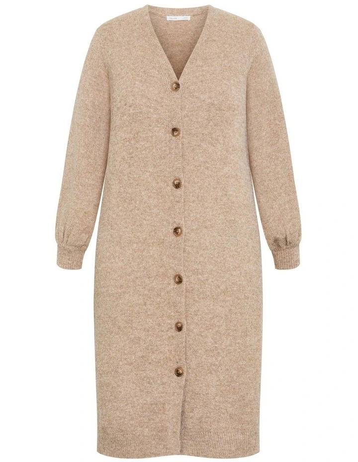 Plus Size Eleni Cardigan Midi Dress in Taupe Marle image 5