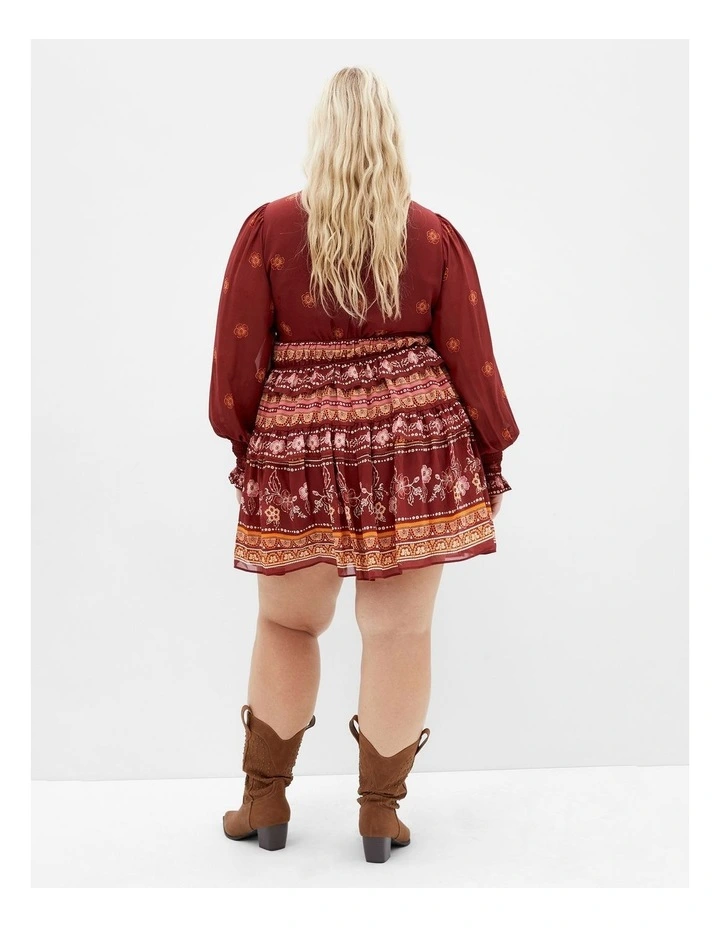 Plus Size Hudson V Neck Mini Dress in Rust image 2