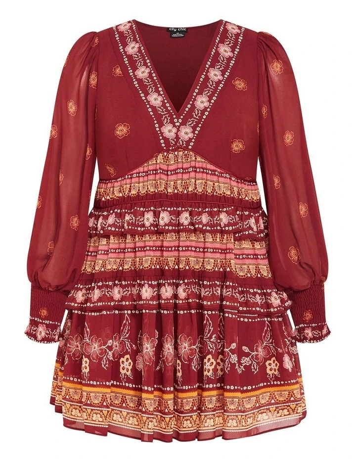 Plus Size Hudson V Neck Mini Dress in Rust image 3