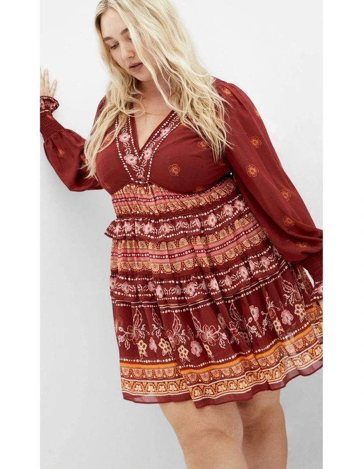Plus Size Hudson V Neck Mini Dress in Rust image 6