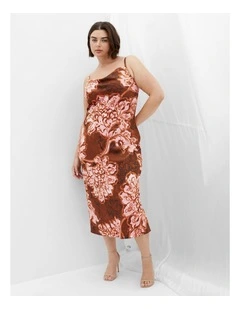 Plus Size Winter Floral Dress in Copper