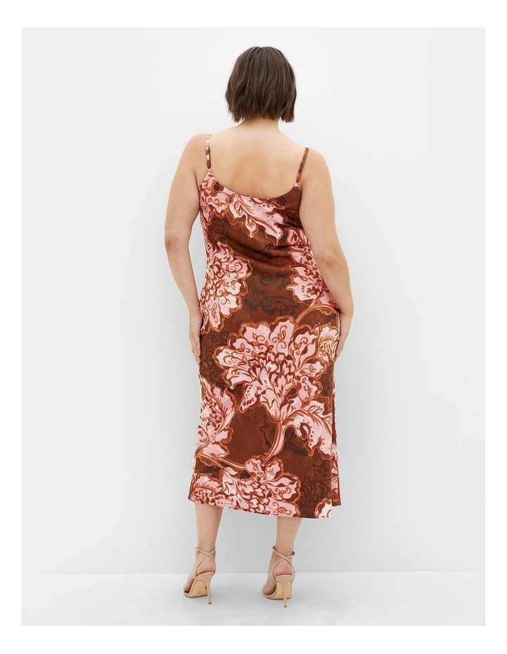 Plus Size Winter Floral Dress in Copper image 2