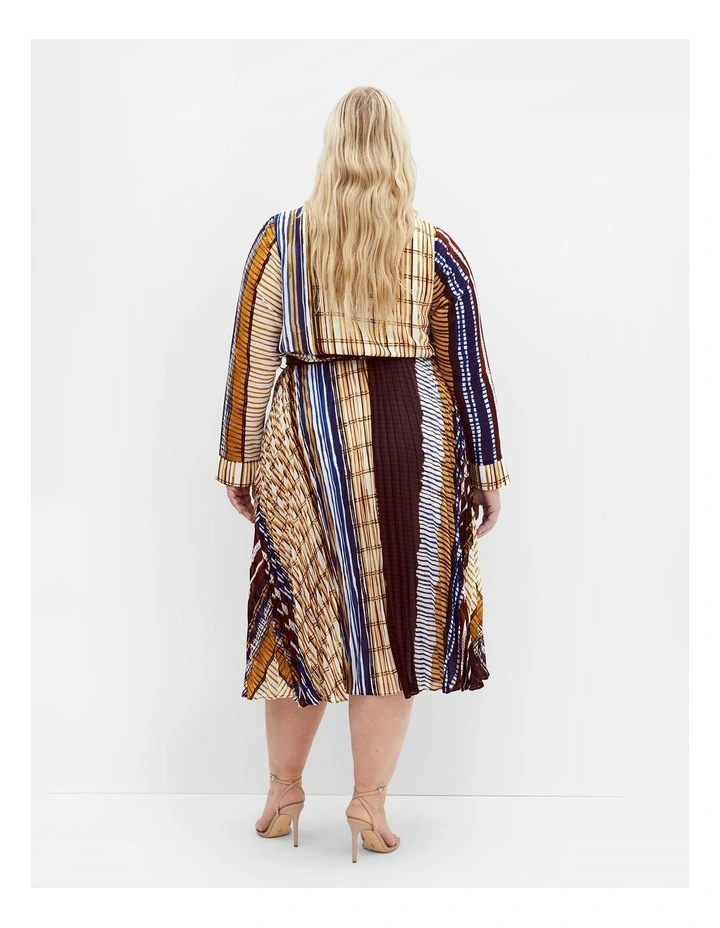 Plus Size Angel Place Faux Wrap Pleat Dress in Cream image 2