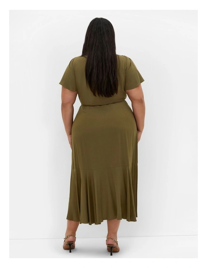 Plus Size Imogen Wrap Hiinlo Dress in Khaki image 2