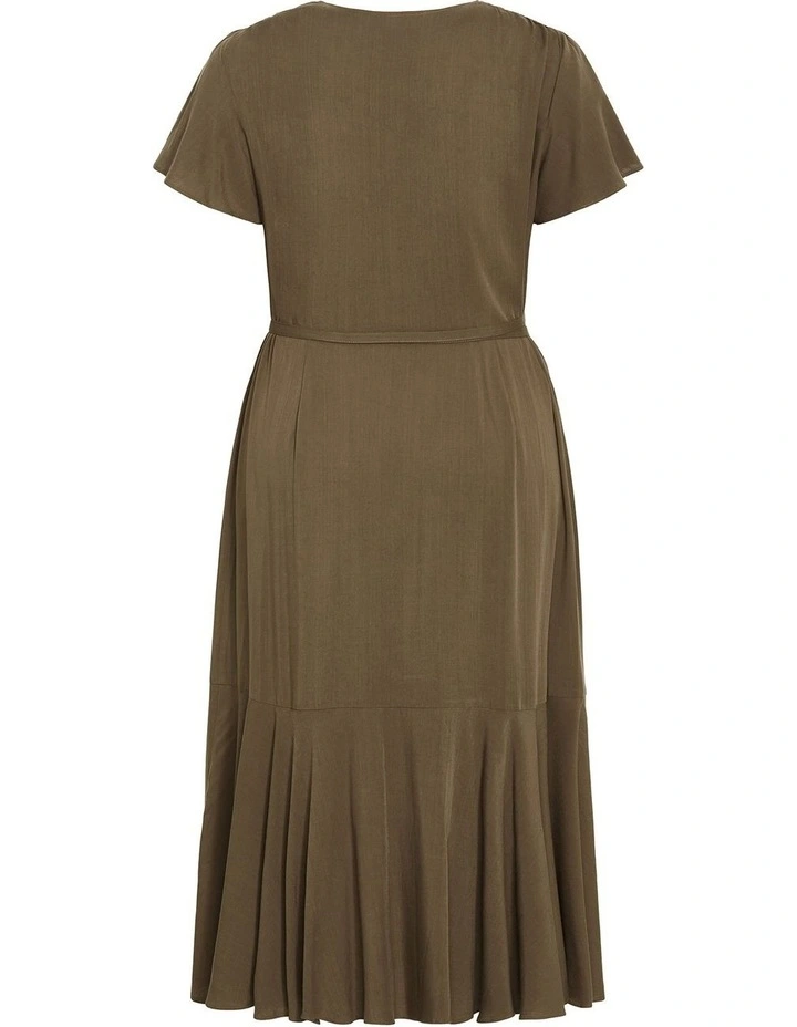 Plus Size Imogen Wrap Hiinlo Dress in Khaki image 4