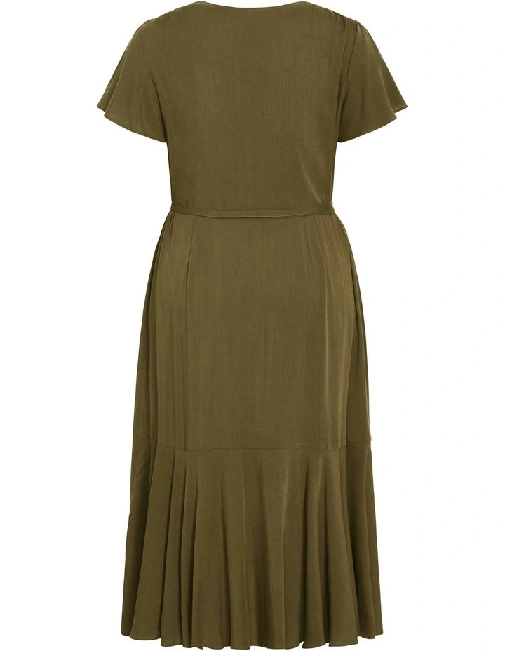 Plus Size Imogen Wrap Hiinlo Dress in Khaki image 5