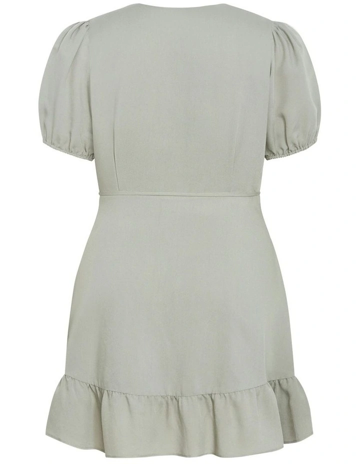 Plus Size Selena Wrap Mini Dress in Sage image 5