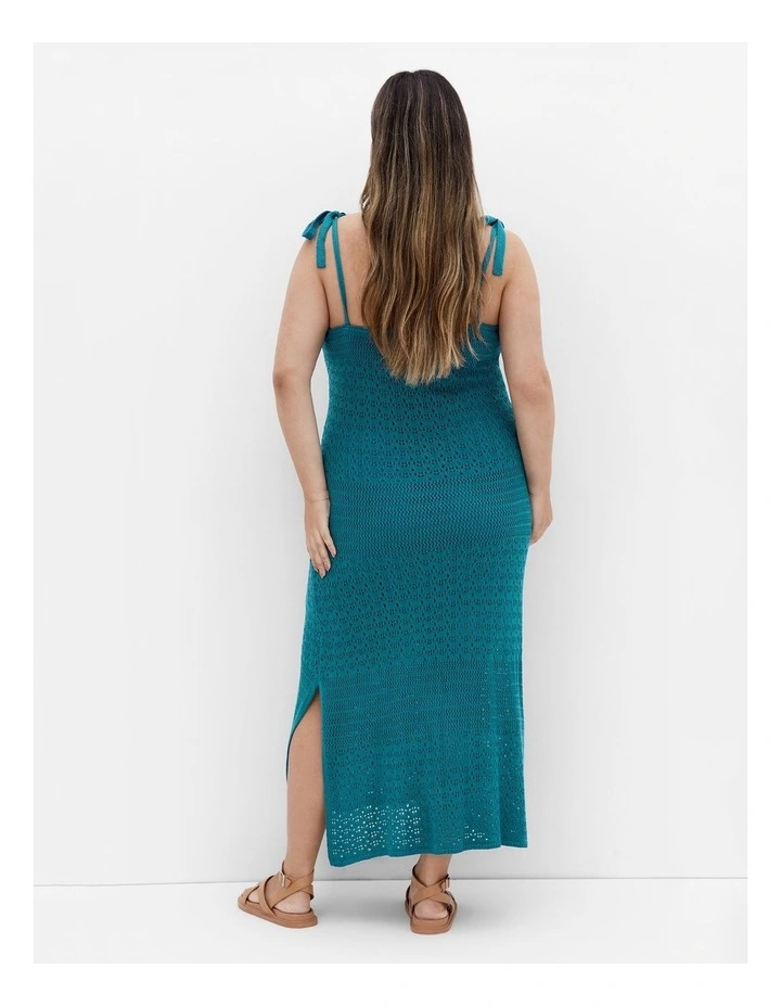 Plus Size Sweet Crochet Long Dress in Teal image 2