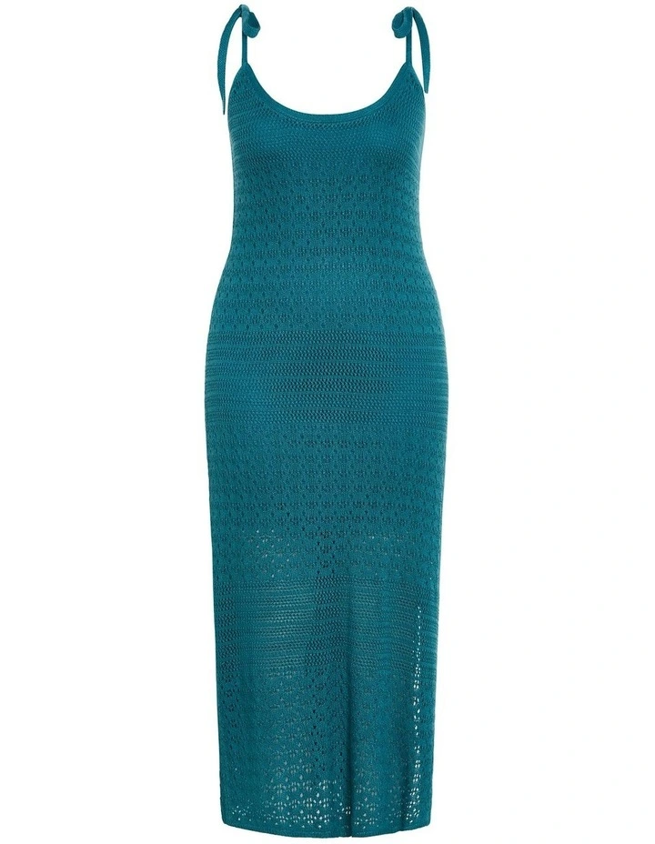 Plus Size Sweet Crochet Long Dress in Teal image 3