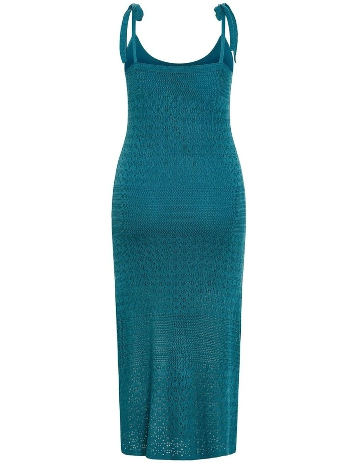 Plus Size Sweet Crochet Long Dress in Teal image 4